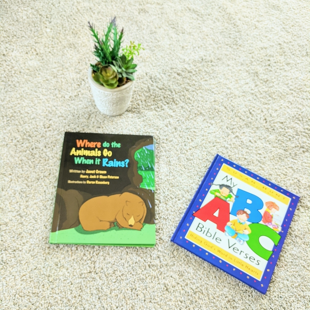 2  Kids Books- ABC Bible Verses and Where Do the Animals Go When It Rains